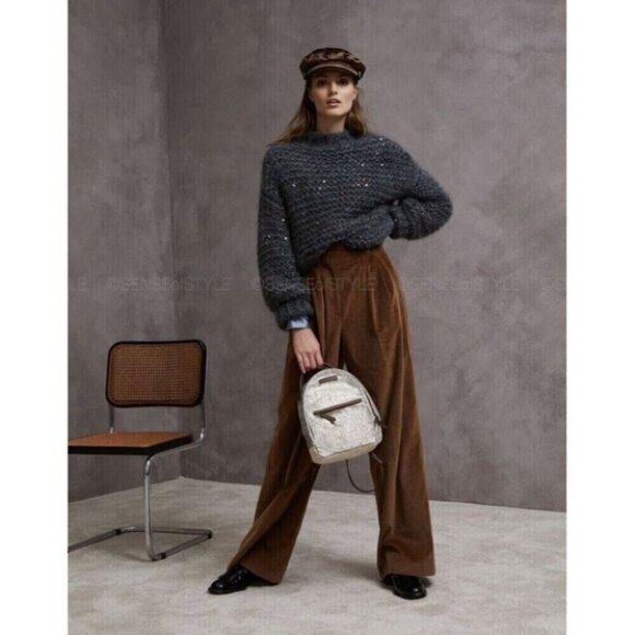 Brunello Cucinelli Sweater Top with Sequins Gray Size S - Picture 5 of 10